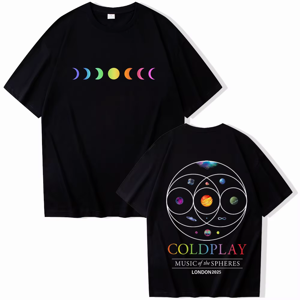 Cold-play London Tour 2025 T-shirt Harajuku col rond chemise décontractée cadeau