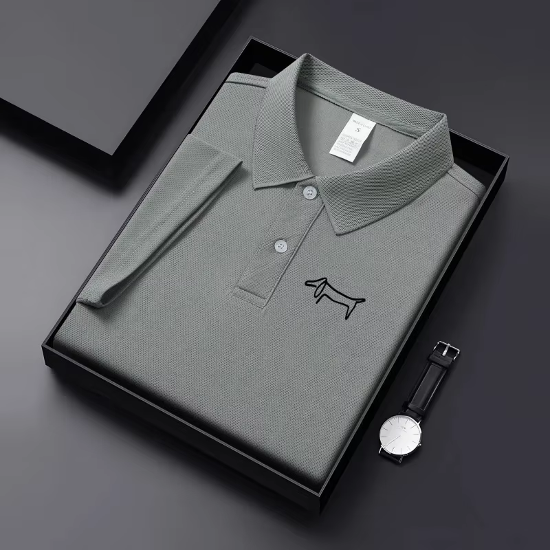 Nouveau T-shirt décontracté à col pour homme en tissu respirant de couleur unie, idéal pour le golf,