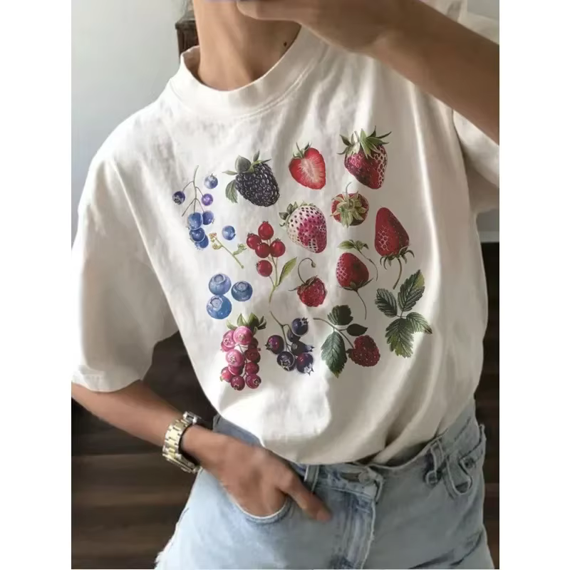 T-shirt motif fruits et baies esthétique américaine des années 90, tendance pour les amateurs de fru