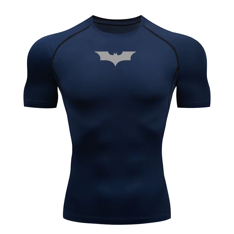 T-shirt de compression imprimé pour homme, à manches courtes, pour la course, la gym, le fitness et