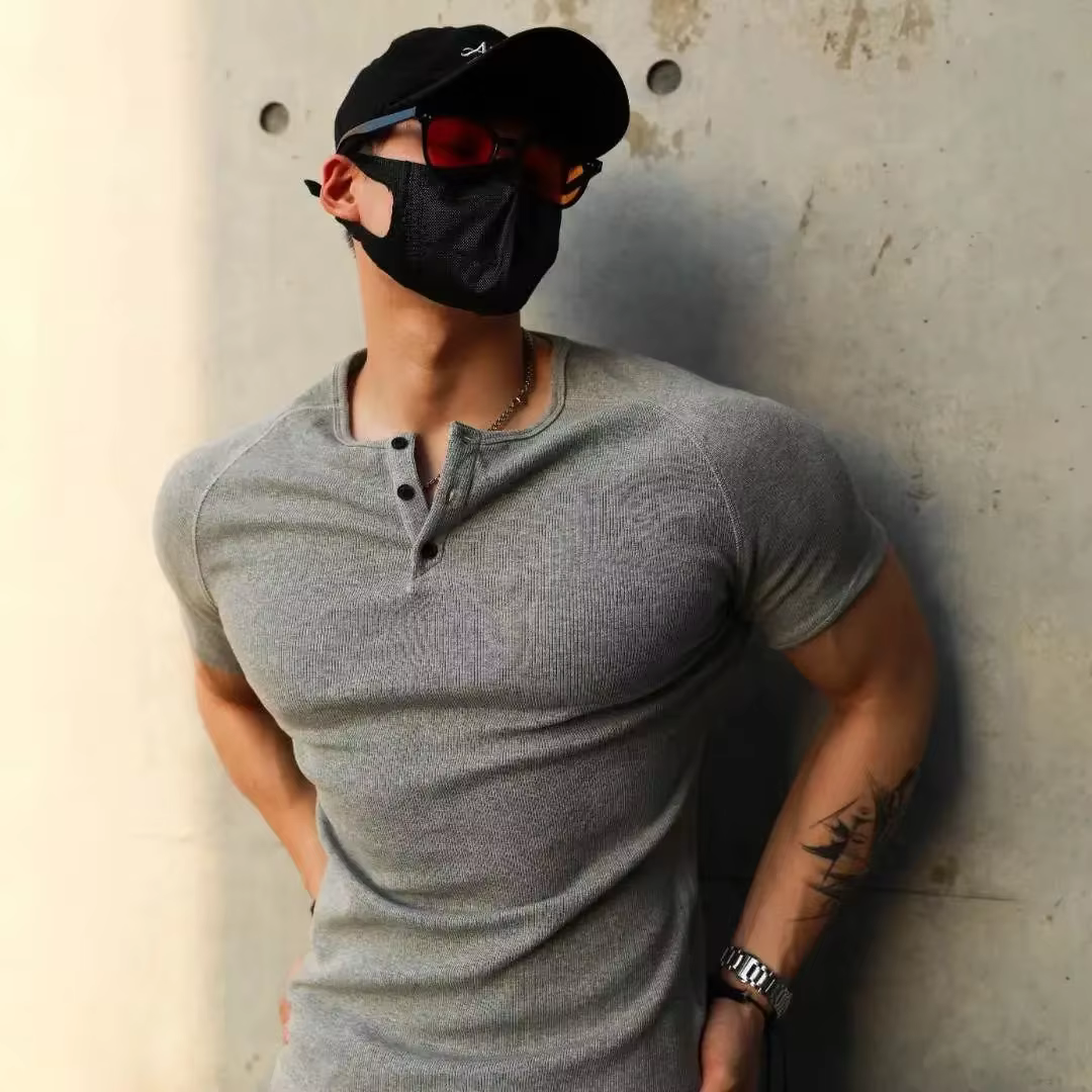 T-shirt hommes décontracté à manches courtes jogging musculaire musculation T-shirt mâle gymnase Fit