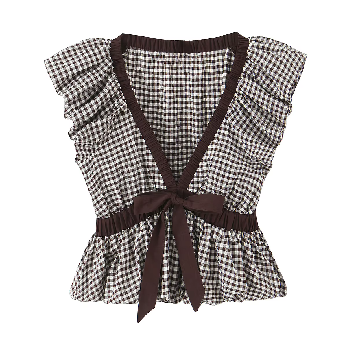 HH Femme 2026 – Nouvelle Collection Été – Top Chic et Élégant à Manches Courtes, Coupe Ballon, Dos N
