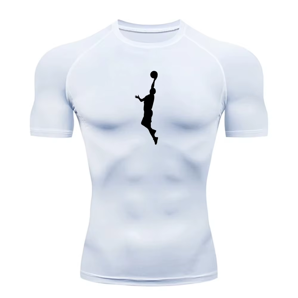T-shirt de sport à manches courtes pour hommes, T-shirt de compression à séchage rapide, chemise de