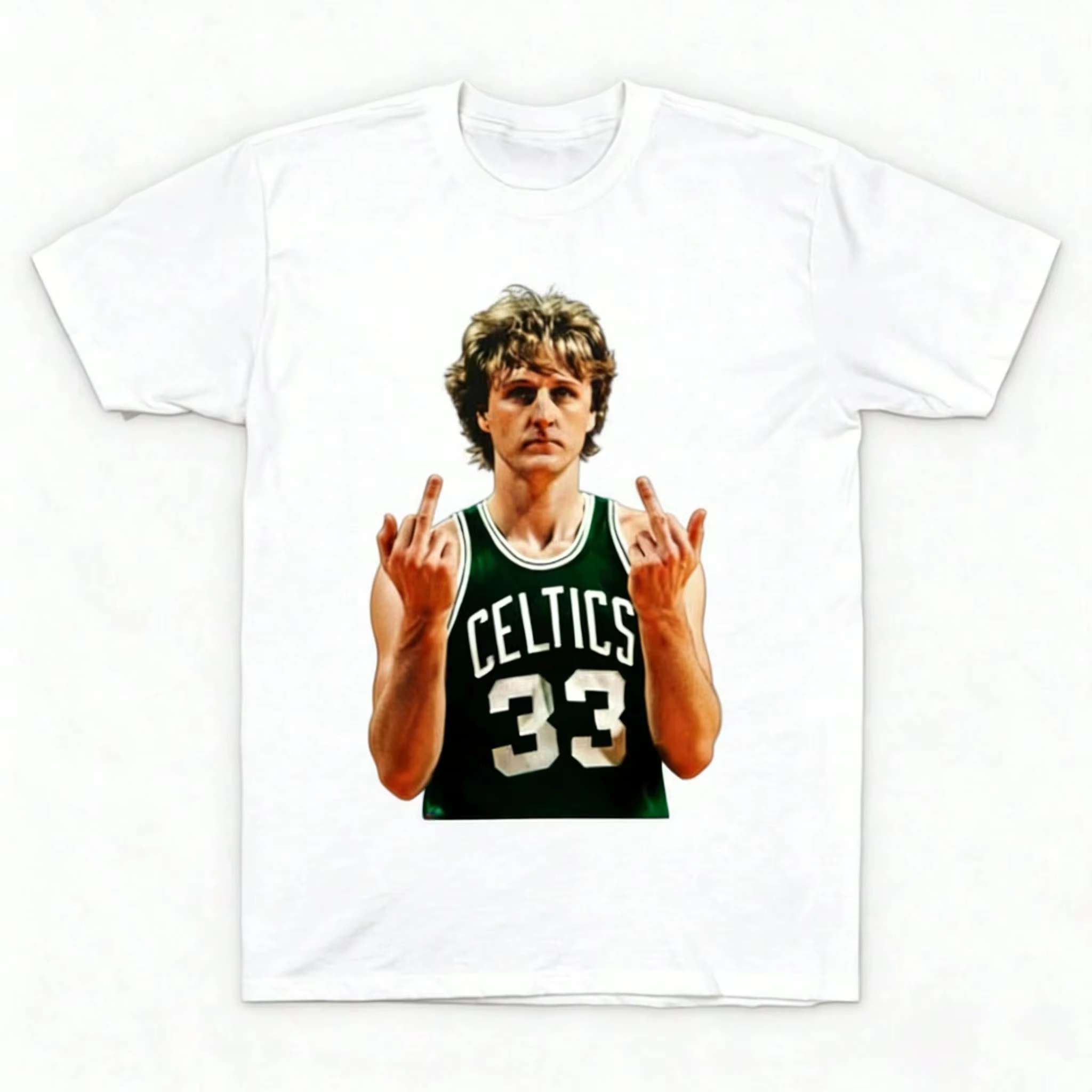 T-shirt rétro d'été pour hommes, imprimé graphique Larry Bird Basketball Star, manches courtes, col 