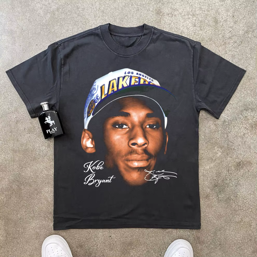 T-shirt à manches courtes et col rond pour homme, vêtement de basket-ball Kobe Bryant imprimé graphi