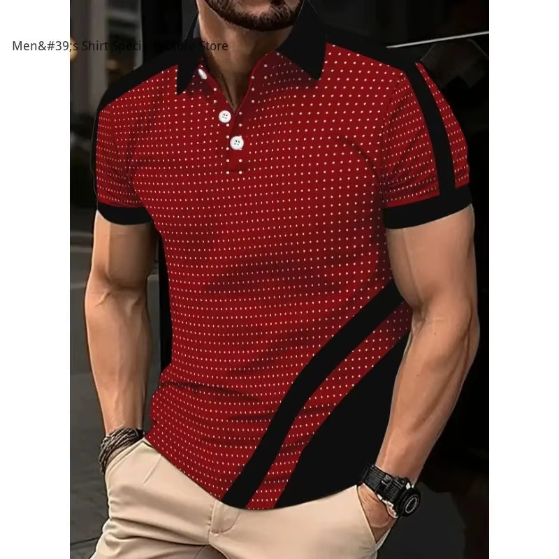 Chemises polo rétro à motif de points pour hommes, vêtements décontractés d'été, port quotidien, che