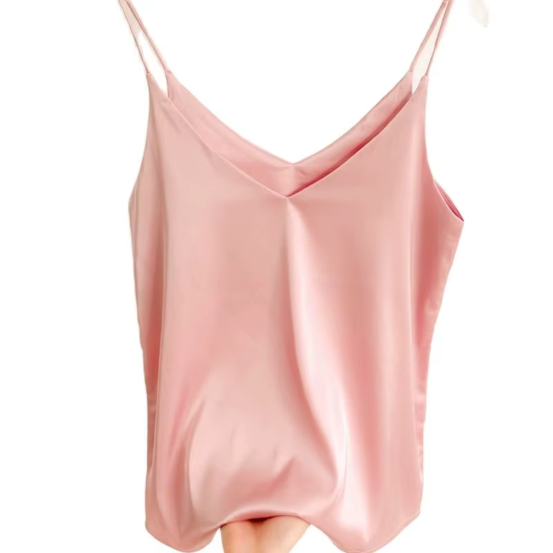 Nouveauté Été 2026 – Débardeur Slim Sexy pour Femme – Col V Sans Manches – Gris Uni – Tops Courts Co