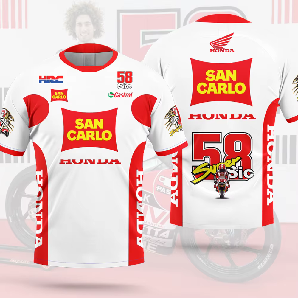 T-shirt pour homme HONDA RACING Team Super Sic 58 Driver, manches courtes, été, nouvelle mode 2026, 