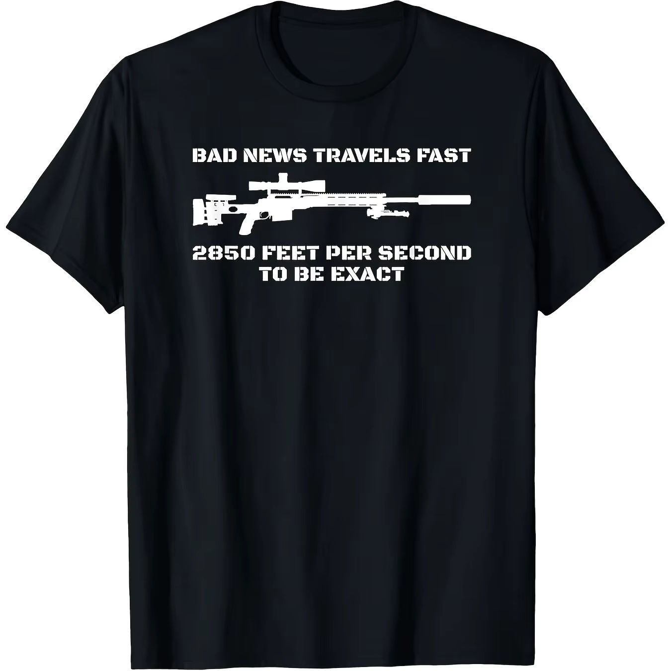 T-shirt humoristique militaire pour hommes et femmes, motif fusil de sniper, 180 g/m² noir avec moti
