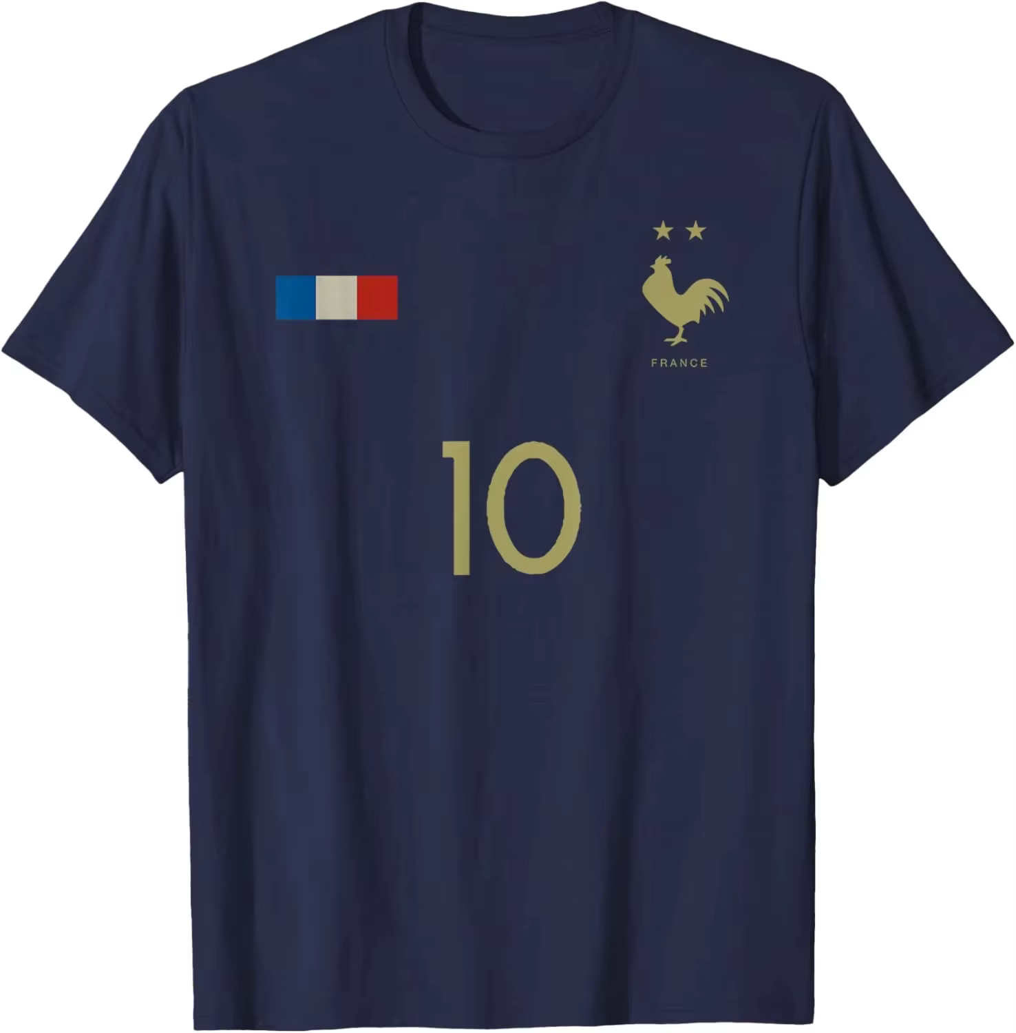 T-shirt graphique rétro de football français numéro 10, en coton respirant, col rond décontracté