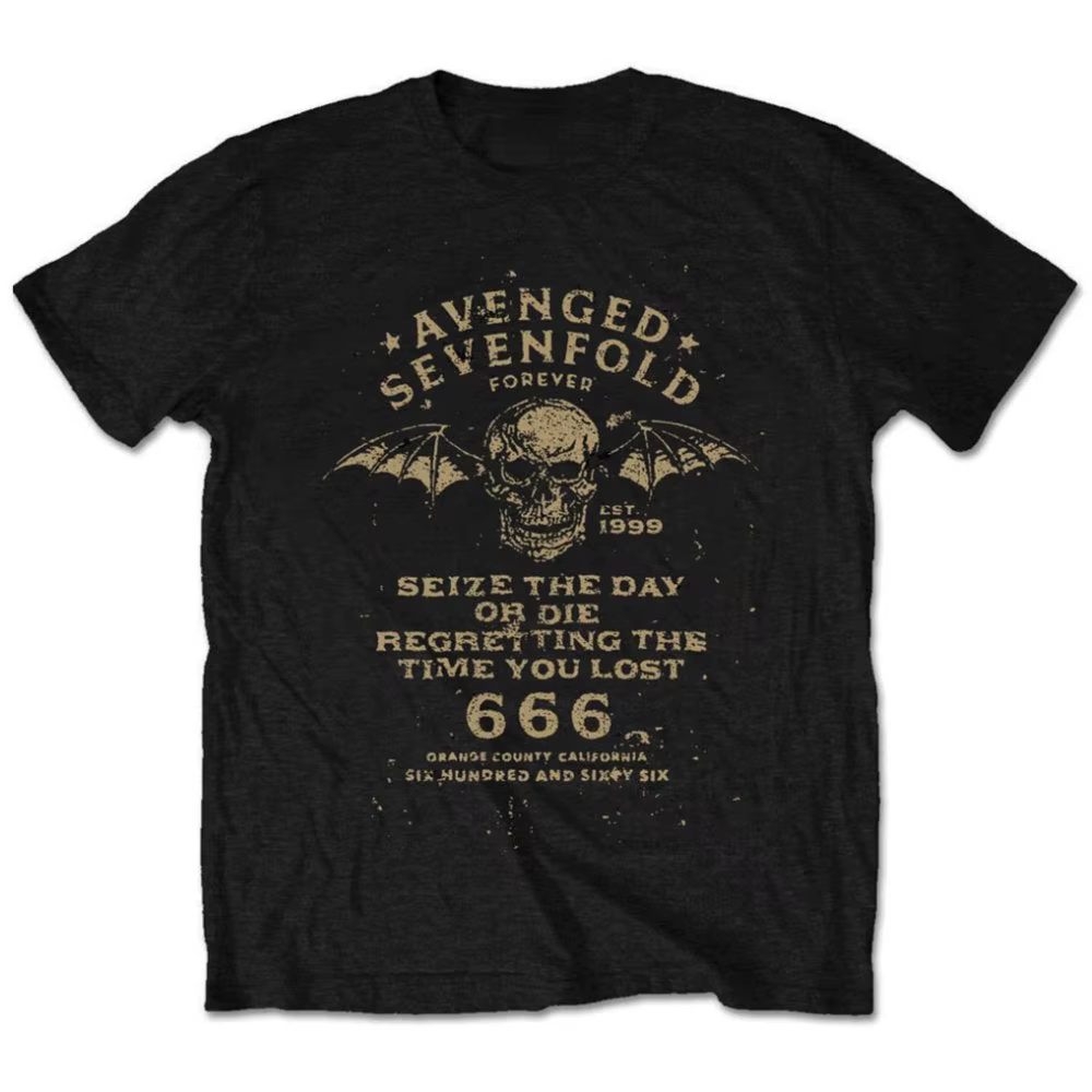 T-Shirt Seize The Day Avenged Sevenfold Band, 100% coton, t-shirt graphique pour hommes et femmes, S