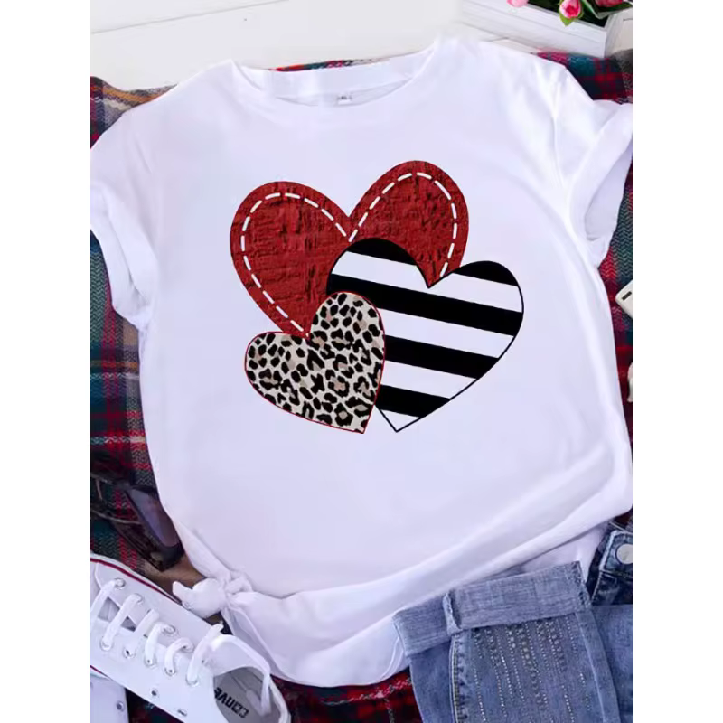 Brave Soul L américain rétro lettres amour blanc T-shirt femmes à manches courtes col rond ample gra