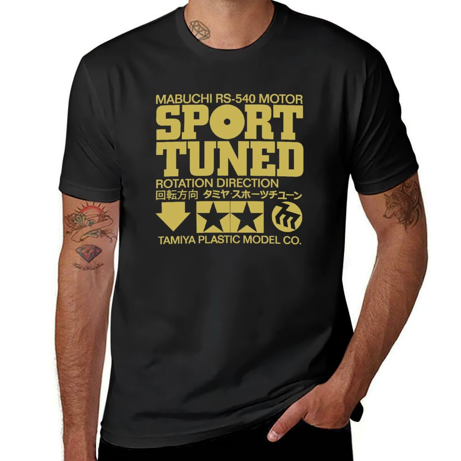 Tamiya-T-shirt de sport avec étiquette moteur pour homme, T-shirt noir, Anime Medicings