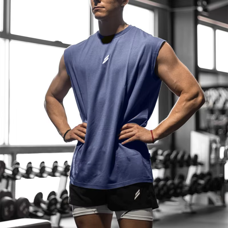 Débardeur de sport d'été pour hommes, respirant, coupe ample, T-shirt sans manches, gilet à séchage 