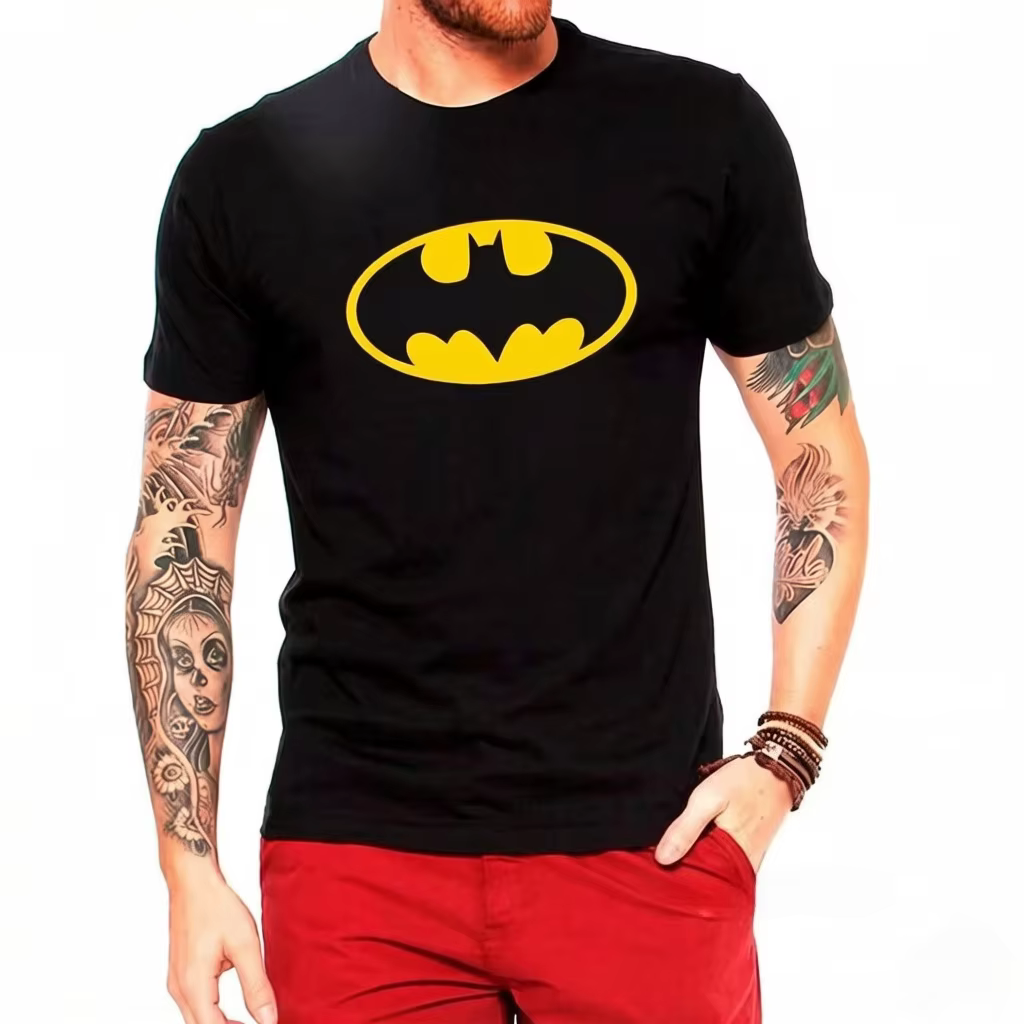 T-Shirt classique en coton pour hommes, à manches courtes, avec image de DC Batman et Superman, déco