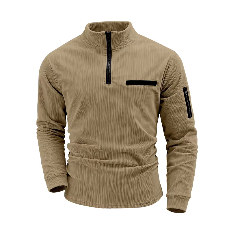 Nouvelle polo athlétique pour hommes, design élégant avec manches demi-zip, haut décontracté à manch