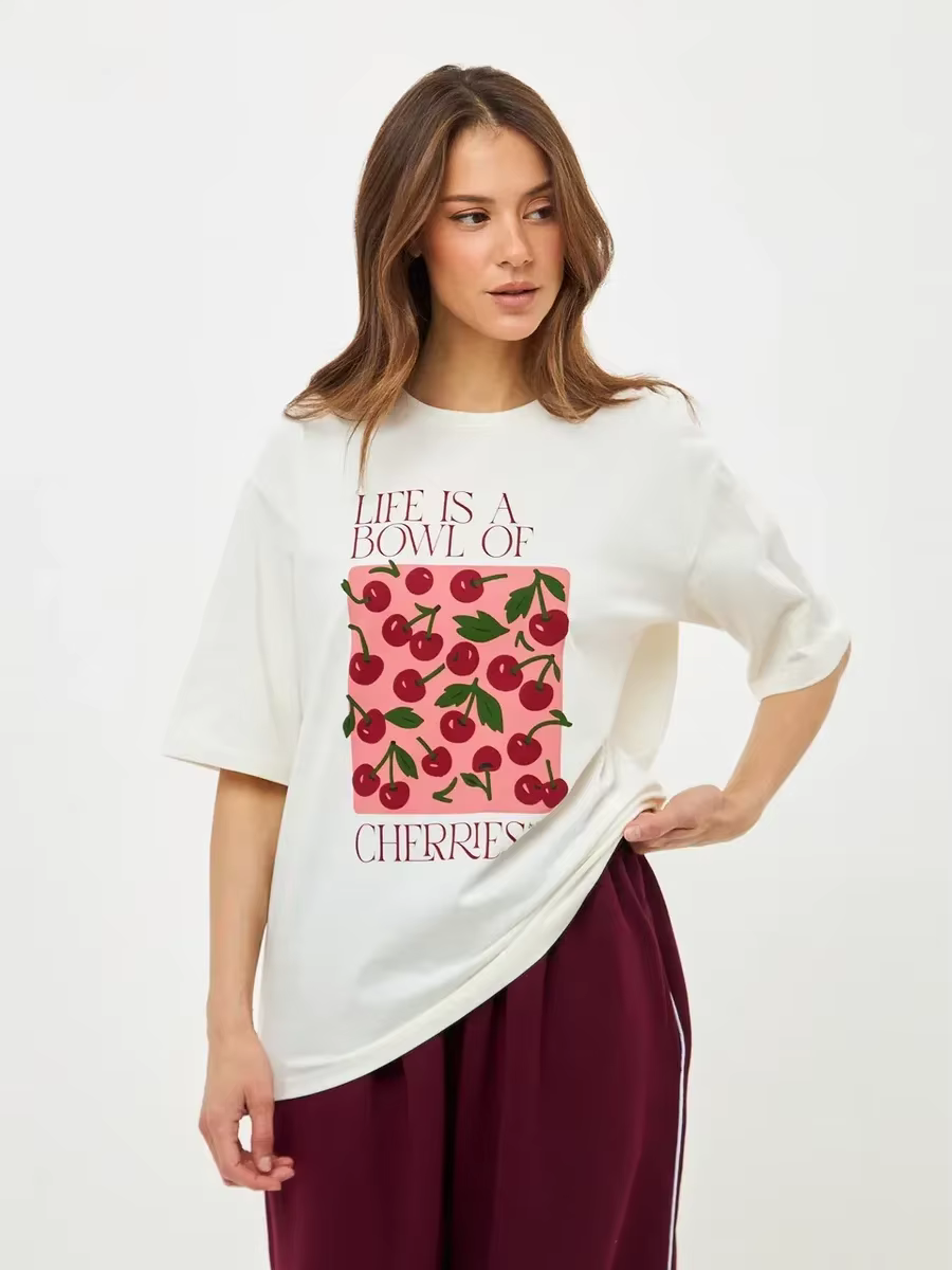 T-shirt imprimé pour femmes, nouveau, 100% coton, décontracté, vintage, à manches courtes, imprimé t