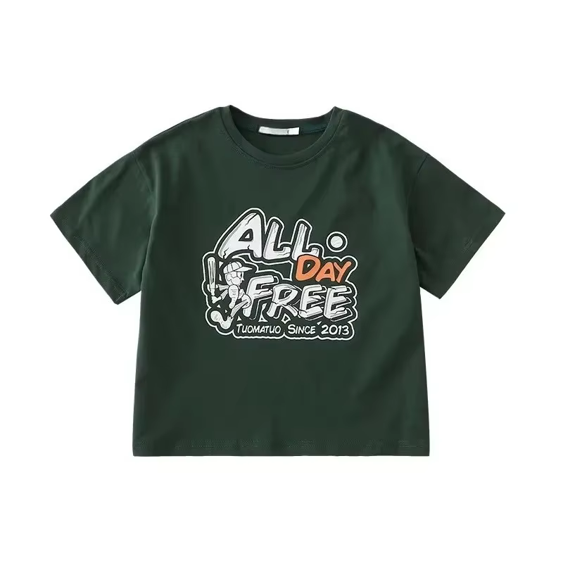 Famille vert T-shirt coréen maman papa et fille fils t-shirts shorts deux pièces et enfants coton vê