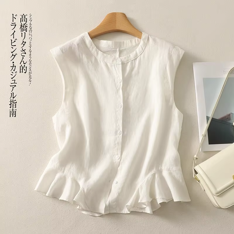 Chemise sans manches en lin pour femmes, gilet d'été ample et respirant en coton et lin, haut à simp