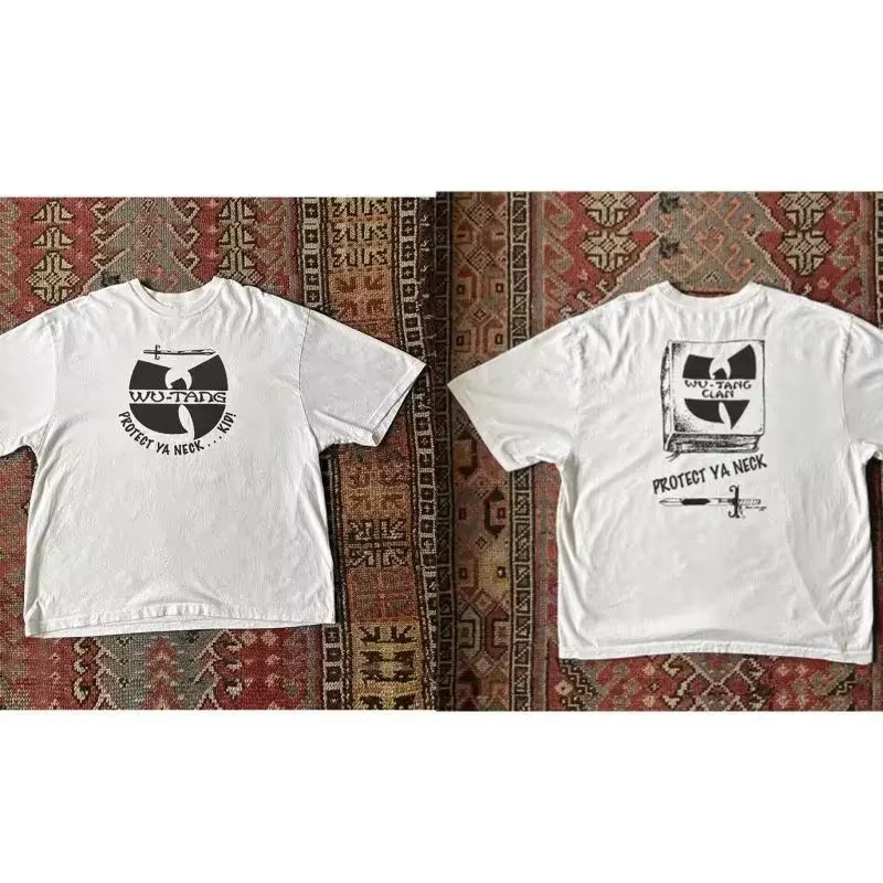 T-shirts punk rock Wu-Tang Clan, imprimé vintage, style hip hop, coupe ample, col rond, manches cour