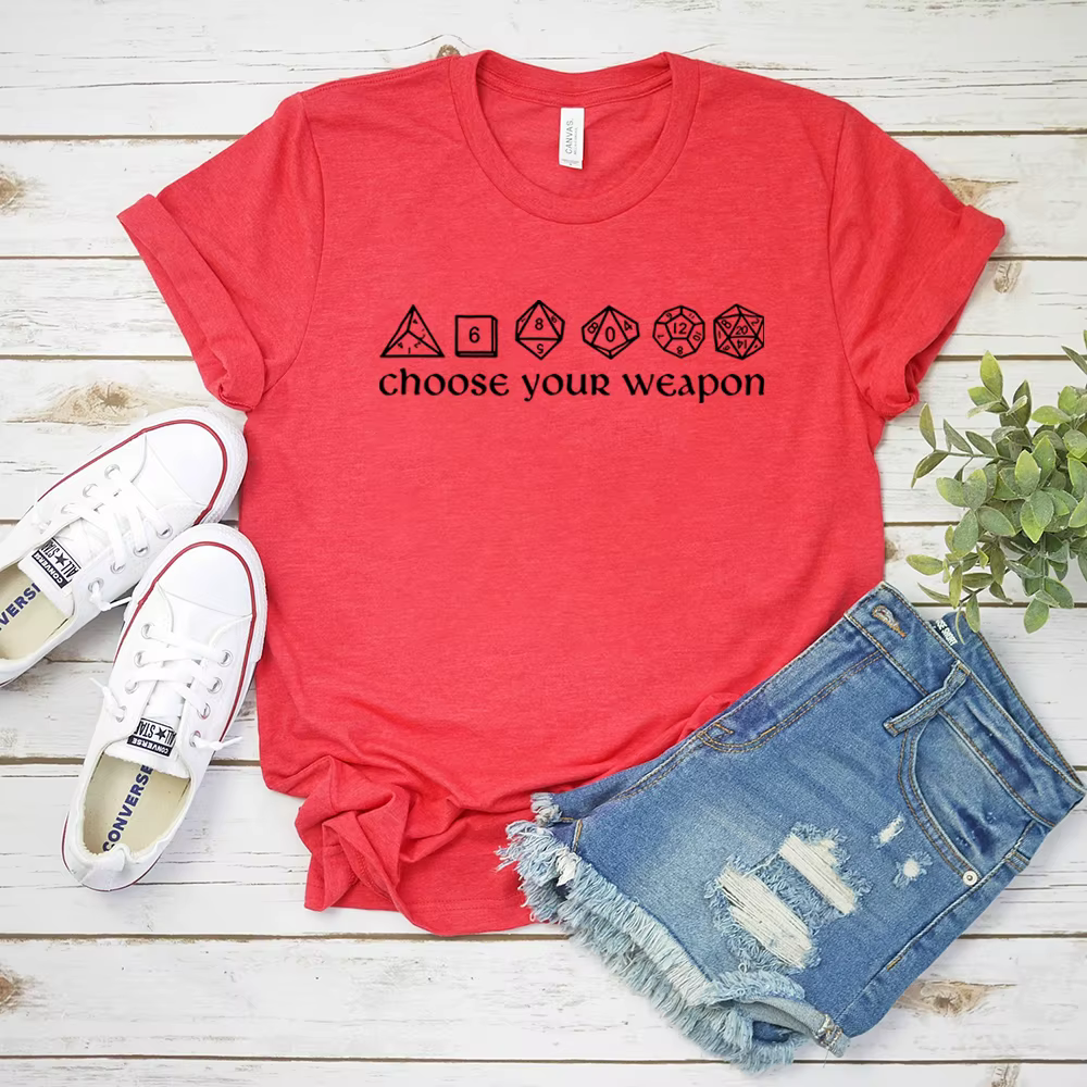Choisissez votre arme T-shirt drôle DnD dés chemise jeux de société RPG Gaming t-shirts unisexe à ma