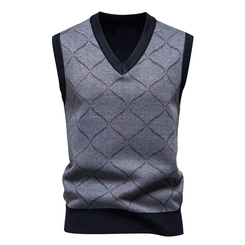 Gilet sans manches pour hommes, pull-over, col en V, costume en tricot, gilet classique, printemps-a