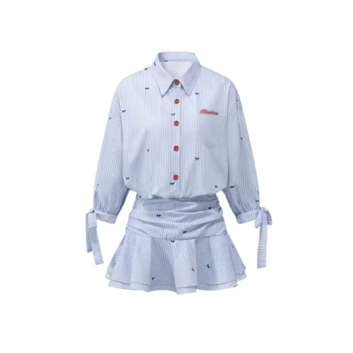 Nouvelle Robe Chemise Bleue Miu 2025 pour Femme, Style Collège, Printemps-Été, Esthétique, Taille Ci