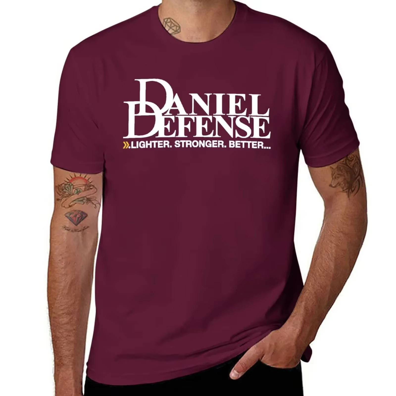 T-Shirt avec Logo de Daniel Defence pour Homme, Vêtement de Rue Surdimensionné, Lourd, Nouvelle Coll