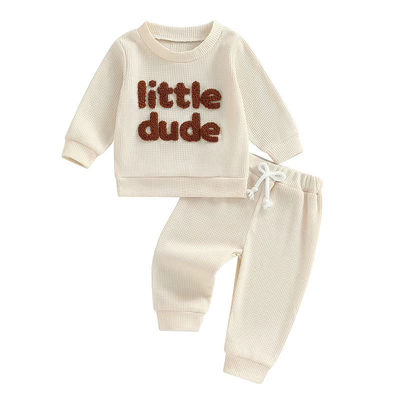 Veoraitiin-Sweat-shirt à manches longues pour tout-petit garçon et fille, tenue gaufrée, broderie de