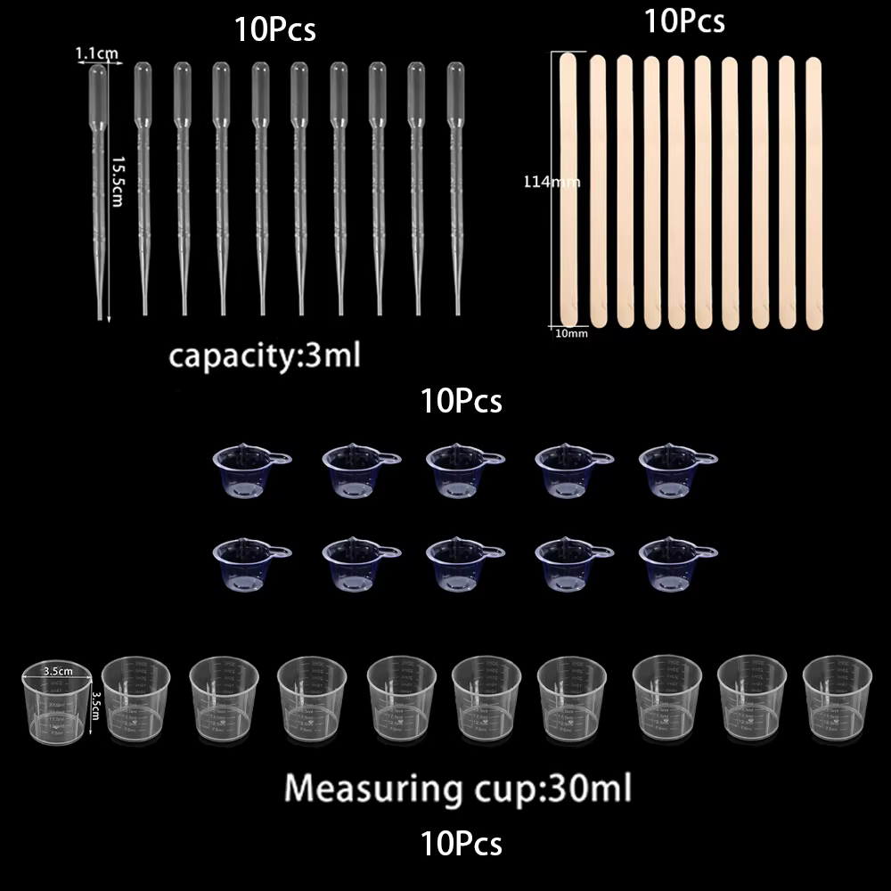 Kit d'outils de moulage de mélange de résine, 10 tasses de mélange, 10 tasses à mesurer, 10 bâtons e
