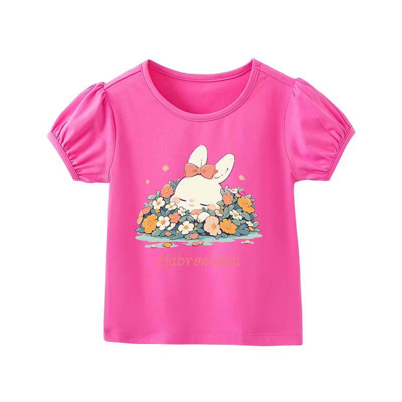 T-shirt à Manches Courtes pour Enfant, Vêtement d'Extérieur, Violet, Imprimé Dessin Animé, Hipster, 