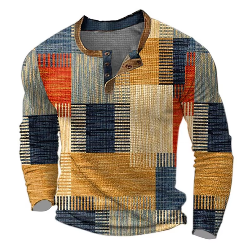 Polo à manches longues pour hommes, polo de commerce extérieur pour hommes, polo imprimé numériqueme
