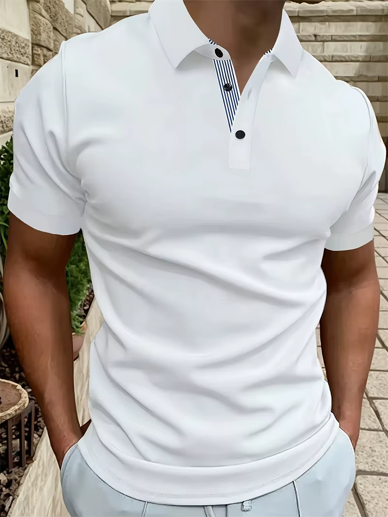 Chemises polo simples de couleur unie pour hommes, été, décontractées, manches courtes, imprimées en