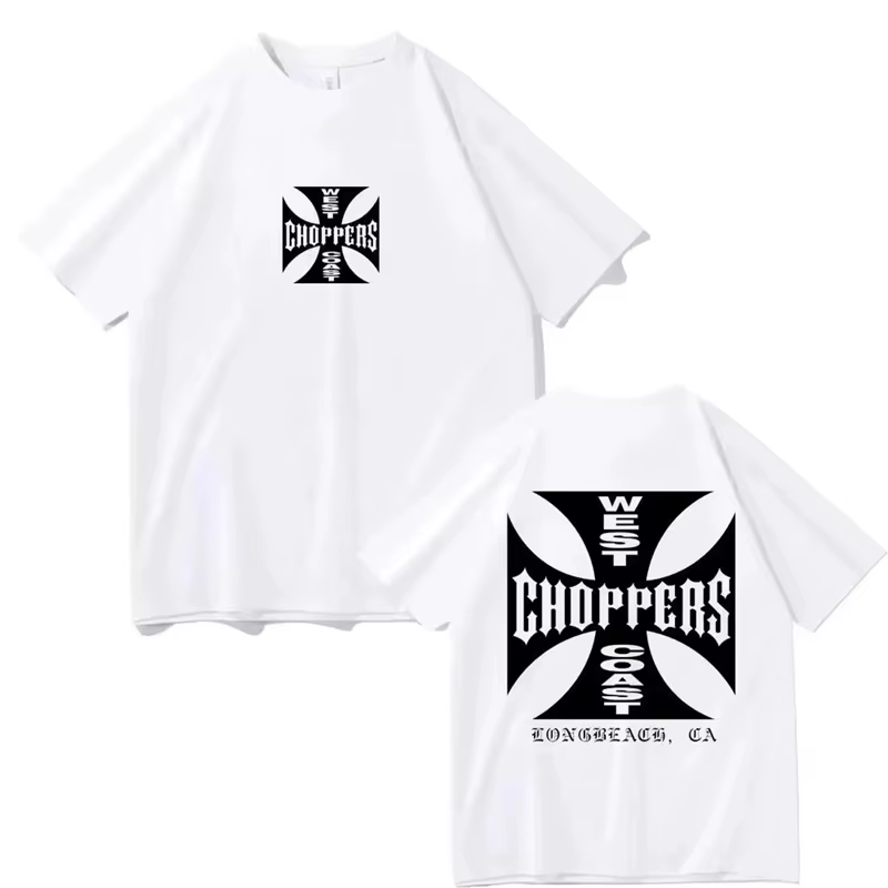 T-shirt d'été à la mode pour femmes et hommes, en coton, imprimé West Coast Choppers, décontracté, à