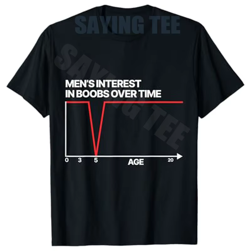 T-shirt humoristique Y2K pour hommes et femmes avec message imprimé « Funny Men's Interest in Boobs