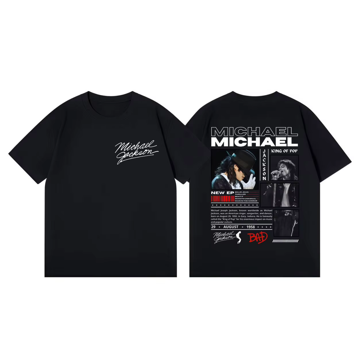 T-shirts graphiques Michael Jackson classiques 2026 – T-shirt décontracté ample à manches courtes po