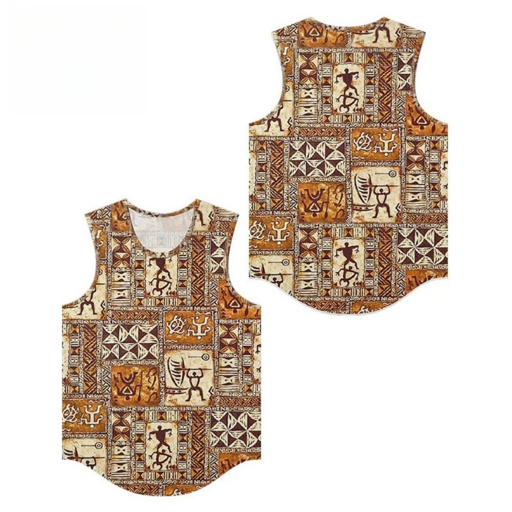 Débardeur pour hommes, gilets, imprimé rétro aztèque ancien, ample, Tribal, respirant, vêtements de