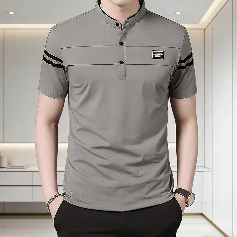 T-shirt POLO d'été pour hommes, décontracté, en coton, respirant, col montant, manches courtes, coré