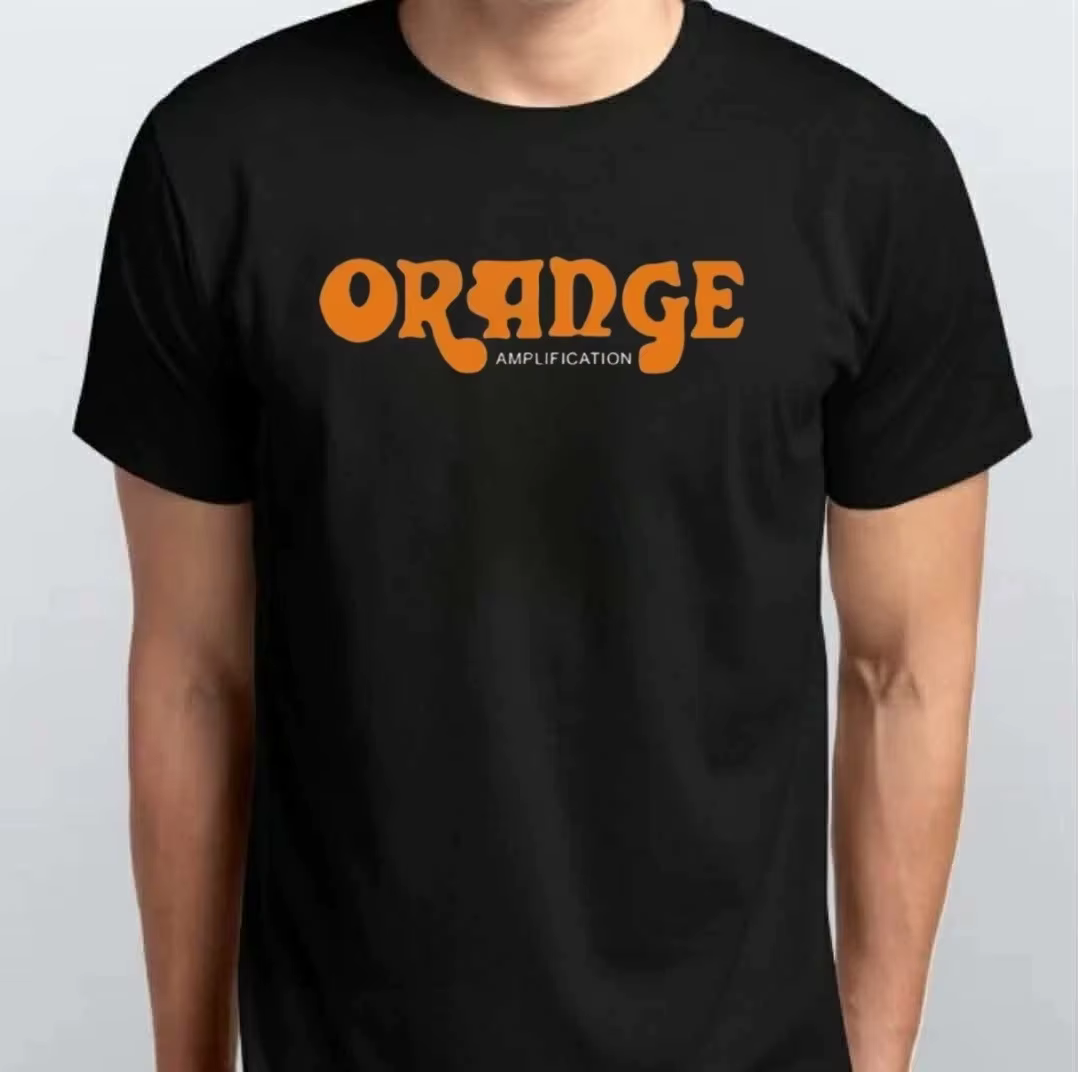 Orange Amplification – T-shirt décontracté rétro pour couple, en pur coton, toutes saisons, style st