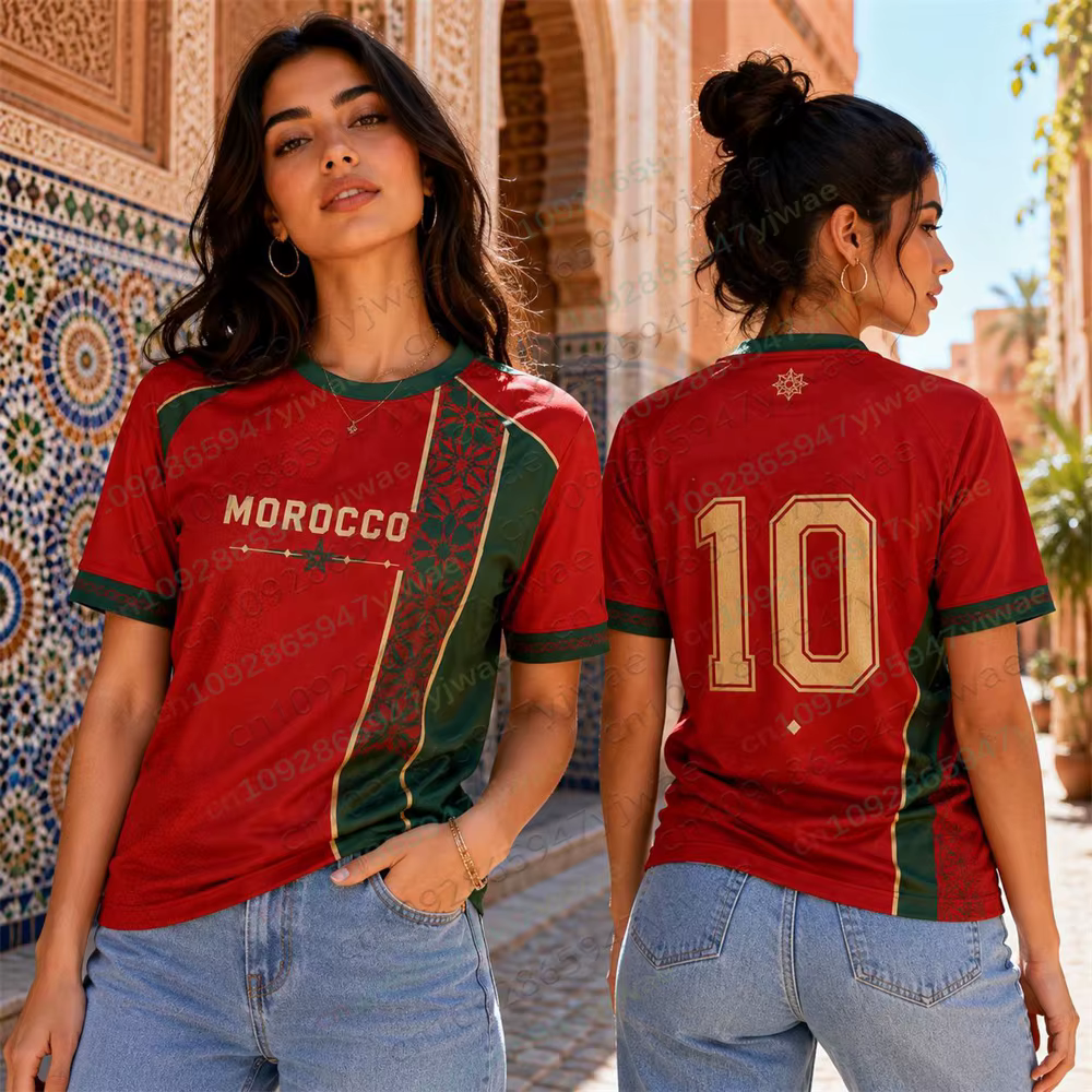 Maillot de football du Maroc pour hommes, femmes et jeunes fans – T-shirt respirant tendance streetw