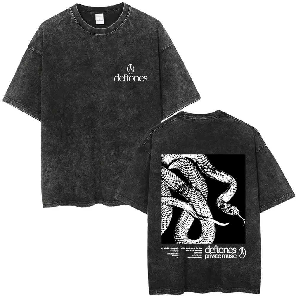 Nouvelle Arrivée Vêtements Homme T-shirt Homme Effet Délavé Vintage Motif Musical Groupe Rock Defton