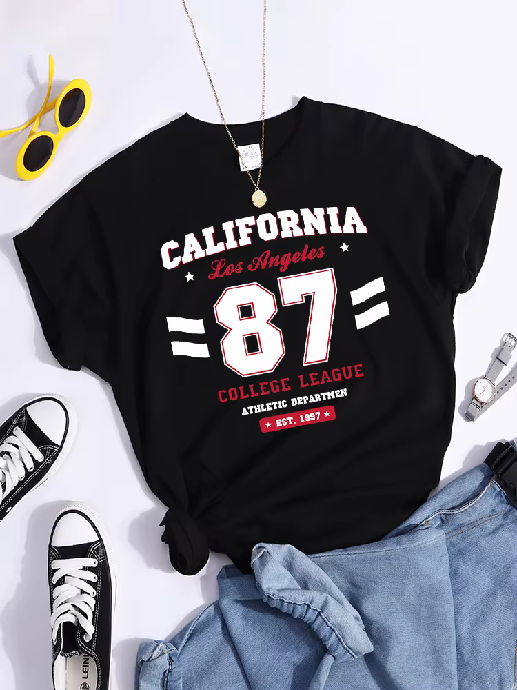 Los Angeles, californie Est.1997 rue lettre T-Shirt ample col rond T-Shirt Harajuku Hipster T-Shirts