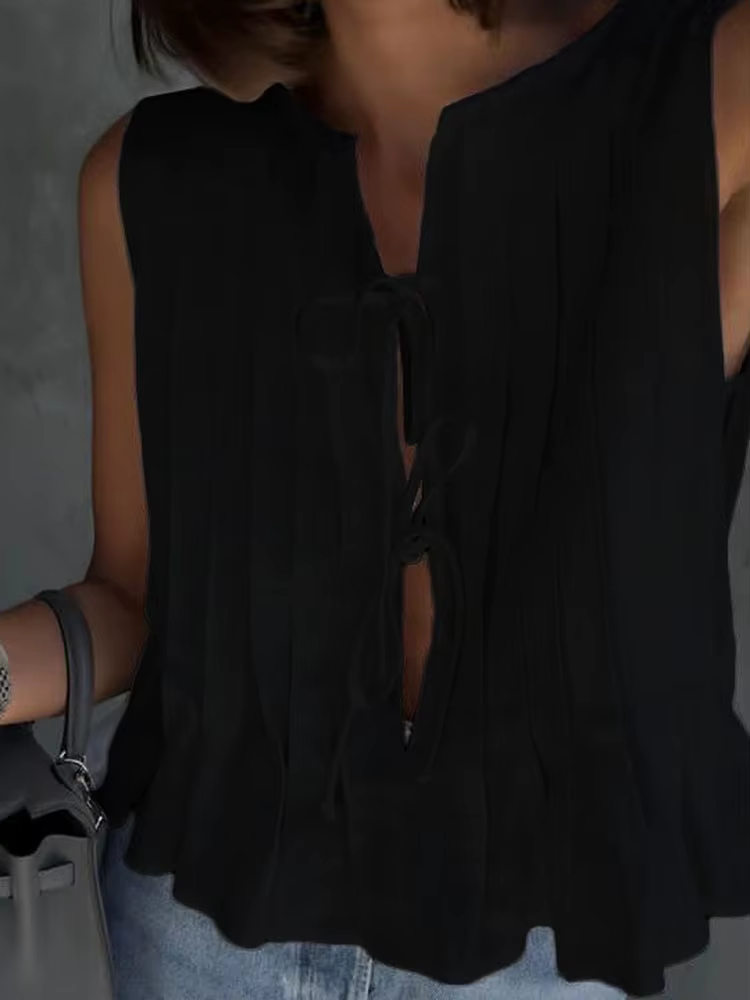 Tossy blanc pansement côtelé débardeur chemises pour femmes évider sans manches mince été mode gilet
