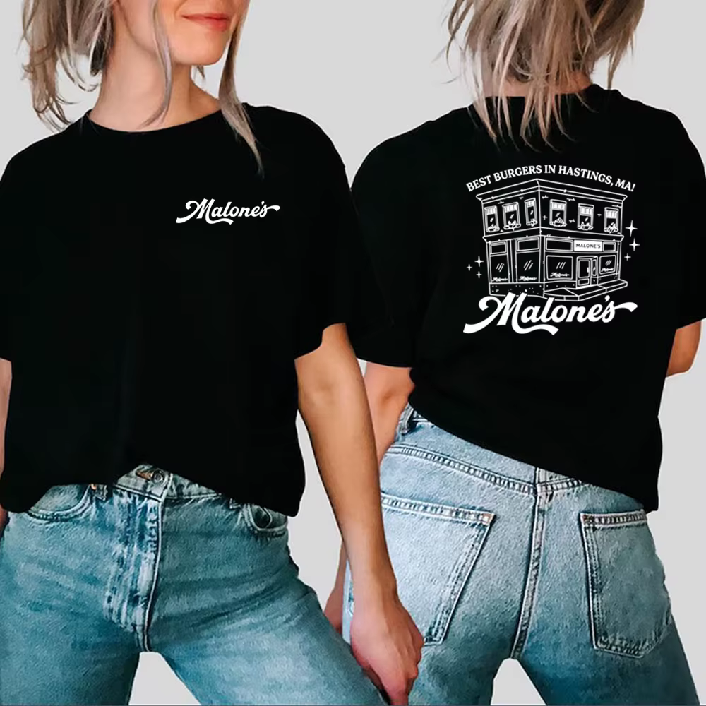 Malone's Bar Off Campus T-shirt double face Briar U Hockey Romance Tee T-shirt rétro style littérair