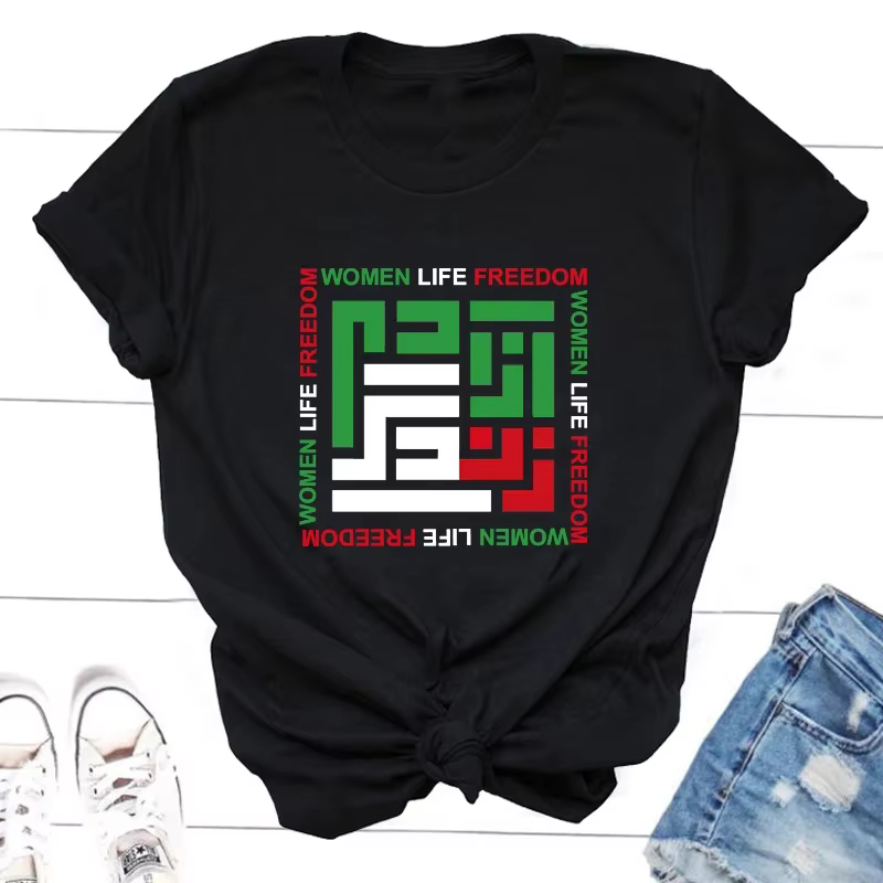 T-shirt en coton pour femmes, liberté de vie, concepiste, droits des femmes iraniennes, Zan Zendgi A