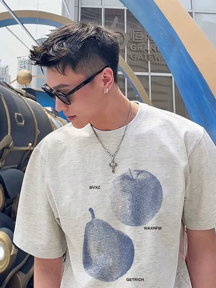 T-shirt graphique planète bleue 2026 pour homme, en coton, coupe ample, streetwear décontracté, idéa