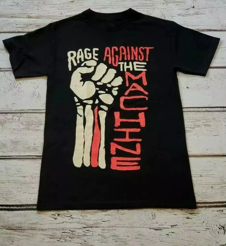 T-shirt unisexe Rage Against The Machine Band Hand Up, t-shirt pour homme, t-shirt noir décontracté 