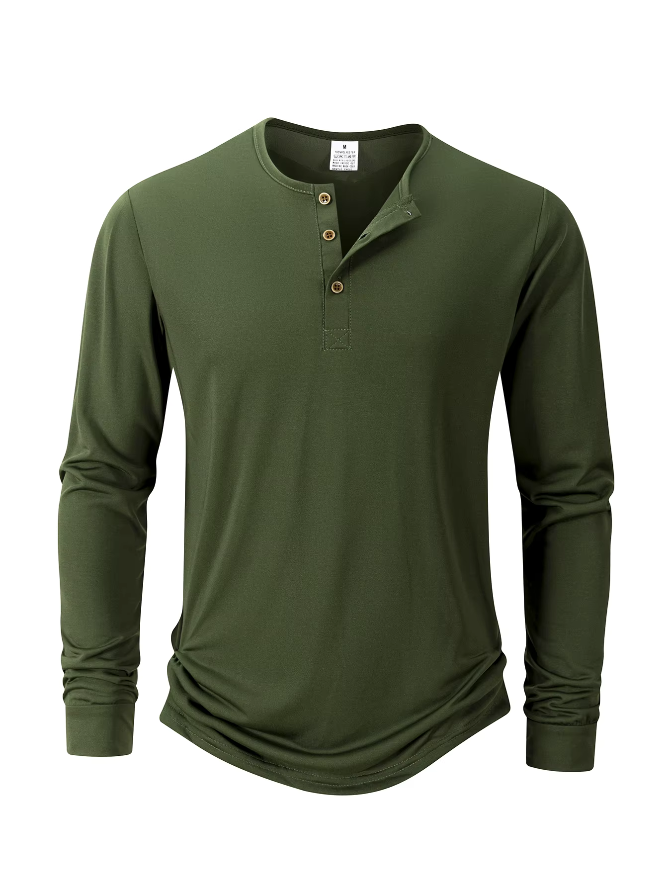 T-Shirt manches longues col Henley pour homme, couleur unie, décontracté, respirant, polyvalent, à l