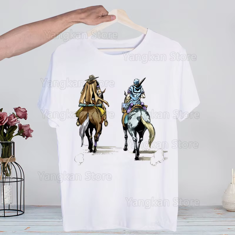 STEEL BALL RUN chemise nouveauté drôle Vintage col rond Gyro Zeppeli Joestar hommes T-Shirt haut T-S