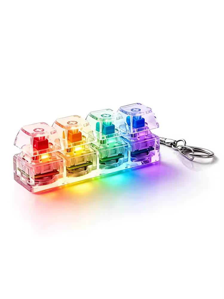 Clavier à 4 touches lumineuses, jouet anti-stress, porte-clés, bouton LED, testeur de pression, acce